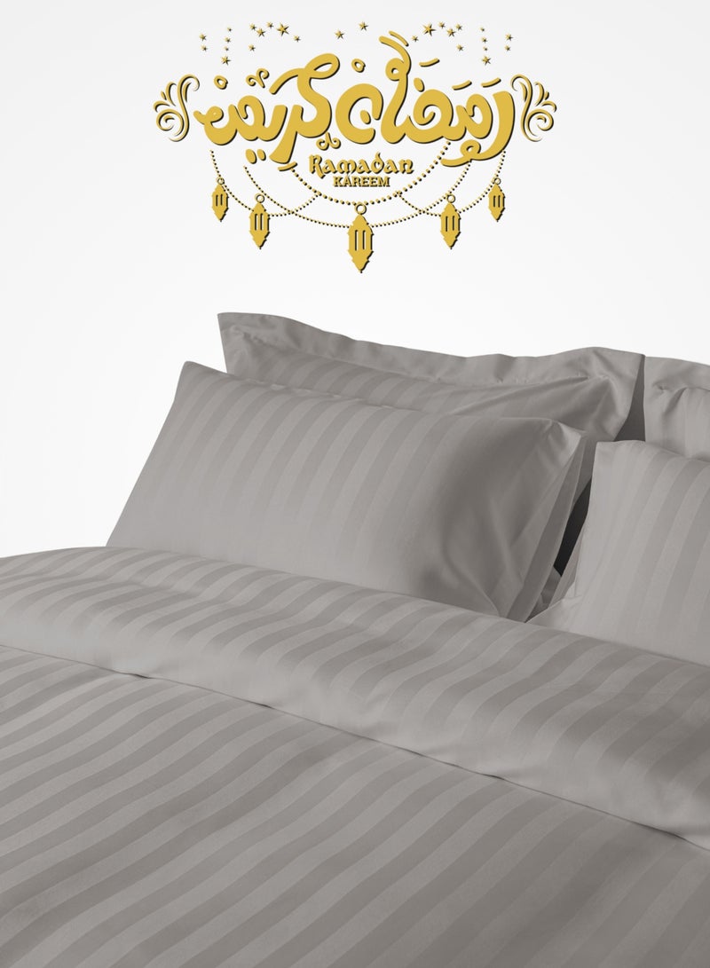 سيد المنسوجات المنزلية غطاء لحاف فندقي مزدوج من مايكروفايبر، يناسب سرير بحجم 200 سم × 200 سم، 6 قطع، بتصميم خطوط فندقية - Image 1